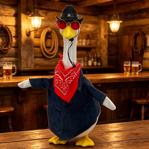 Aurorax Fall Porch Goose Outfits 23" Holiday,Goose Clothes for Cement Goose Porch Goose 17/19 inch,Western All the Season Blue Porch Goose Costume for Garden Outdoor Home Decor