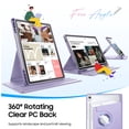 thumbnail image 3 of Fintie 360 Degree Rotating Case for Samsung Galaxy Tab S10 Lite/ S10 FE/ S9 FE 5G 10.9 Inch/Tab S9 11 Inch with S Pen Holder, Swiveling Protective Stand Clear Back Cover, Purple, 3 of 11
