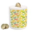 thumbnail image 2 of Fish Piggy Bank, Funny and Colorful Pufferfish Characters in Cartoon Style Aquatic Life Aquarium Animal, Ceramic Coin Bank Money Box for Cash Saving, 3.6" X 3.2", Multicolor, by Ambesonne, 2 of 4