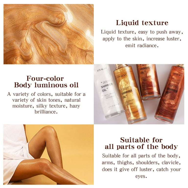 Liyal'an Shimmer Body Oil for Body & Hair, Nourish All Skin Types Rose Gold 80g