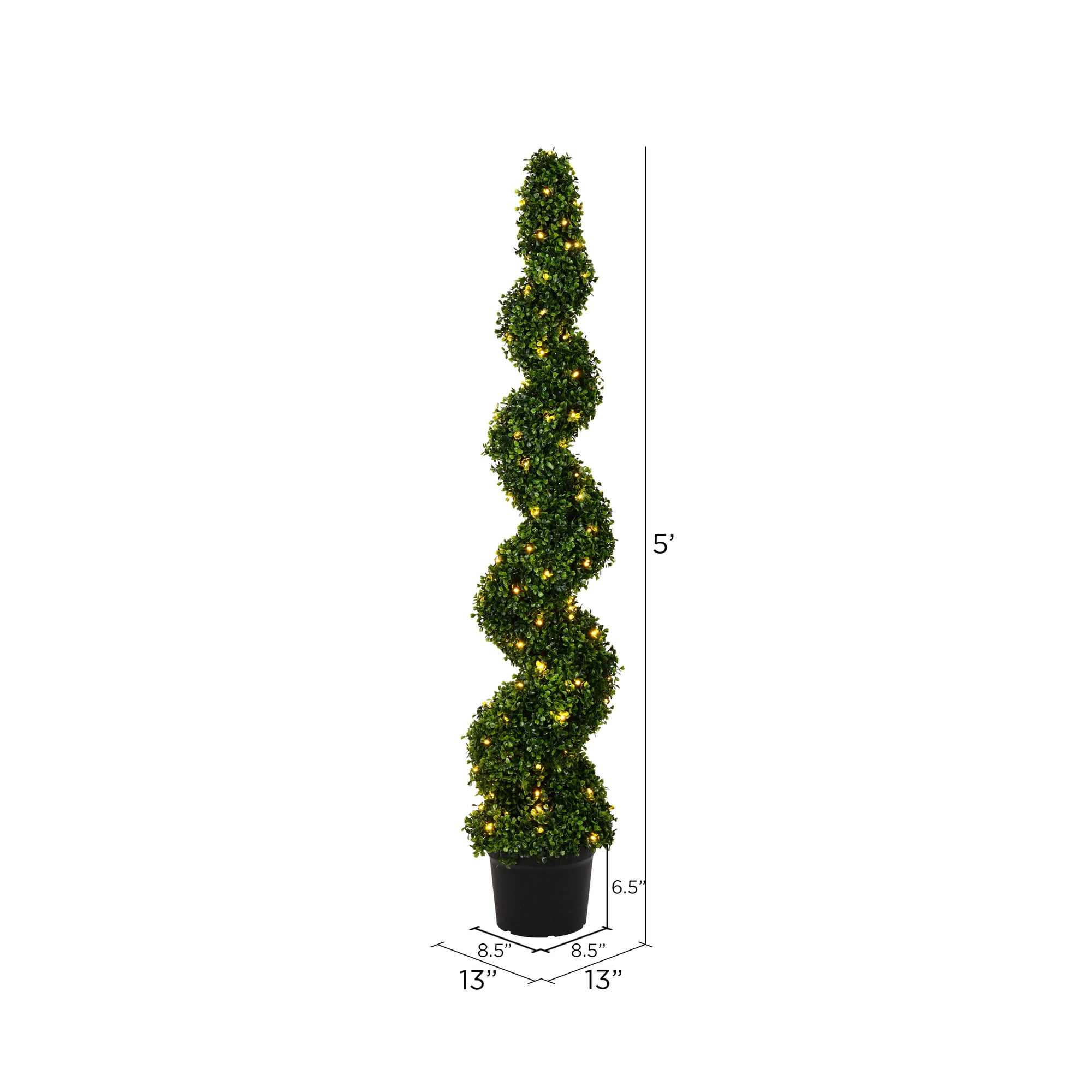 Vickerman 5' Artificial Potted Green Boxwood Spiral Tree.