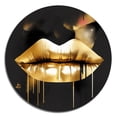 thumbnail image 3 of Designart "Luxurious Golden Lips II" Fashion Metal Round Wall Art Prints, 3 of 5