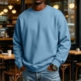 thumbnail image 2 of UDAUDU Men's Crewneck Sweatshirt Soft Fleece Long Sleeve Casual Pullover Loose Fit Athletic Sweatshirts for Daily Workout Home Wear Sky Blue 2XL, 2 of 9