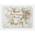 thumbnail image 1 of Father's Day Bath Mat, Dad You Totally Rock Lettering on Splashes with Guitar and Mic, Plush Bathroom Decor Mat with Non Slip Backing, 29.5" X 17.5", Eggshell and Multicolor, by Ambesonne, 1 of 2