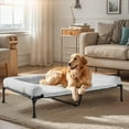 thumbnail image 6 of Cooling Elevated Dog Bed + Removable Deluxe Plush Pillow Cushion, Raised Dog Bed with Washable Bolster Mat, Breathable Teslin Mesh, No-Slip Feet, 47" x 29" Dog Couch Bed,, 6 of 12