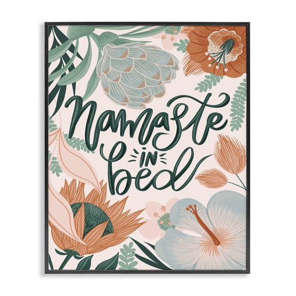 Stupell Industries Eclectic Namaste In Bed Floral Black Framed Giclee Art, 16 x 20, by Fineapple Pair