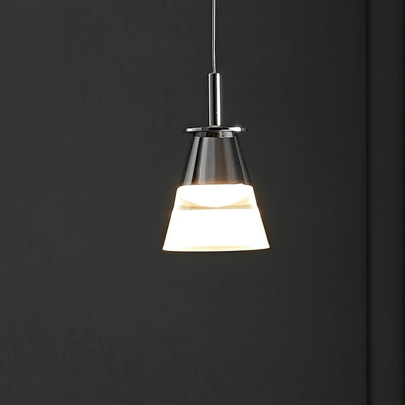 JONATHAN Y Alain 5" 1-Light Adjustable Metal Integrated LED Pendant, Chrome