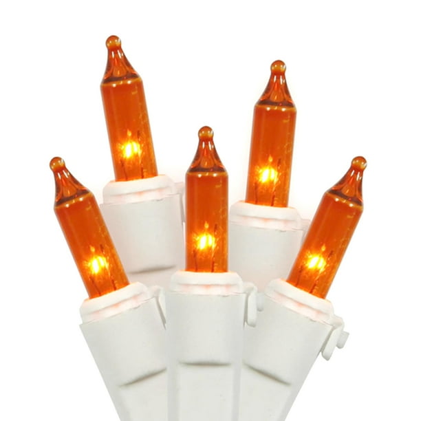 Set Of 100 Orange Mini Lights, Orange Led String Lights White Wire
