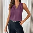 thumbnail image 2 of Ktyne Shirts for Under Blazers for Women Work Professional Sleeveless Blouse V Neck Vest Shirt Fashion Summer Work Tank Tops Purple XL, 2 of 7