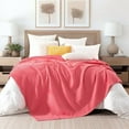 thumbnail image 3 of Premium 100% Cotton Waffle Blanket - Lightweight Breathable Waffle Weave Bed Blanket - Soft and Warm All Season Blanket for Couch, Sofa and Bed, Twin Size 68x88 Inches, Coral, 3 of 6