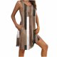 thumbnail image 1 of Camisón sin mangas con bolsillos y estampado para mujer, camisón plisado con cuello redondo, vestido de poliéster para mujer, 1 of 7