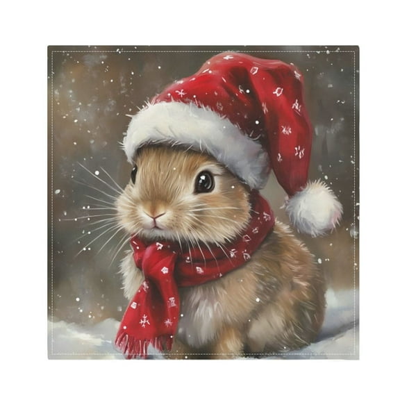 Napkin Satin Napkin 20*20Inchx1 Kitchen Towel Dinner Plate Towel Decorative Towel Napkin Tea Towel Suitable For Kitchen Table Brown Christmas Bunny