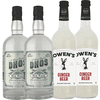 Dhōs Handcrafted Non-Alcoholic Gin 2 Pack w 2 Pack Owen’s Mixers Ginger Beer - Keto-Friendly, Zero Sugar, Zero Calories, Zero Proof - 750 ML - Perfect for Mocktails - A