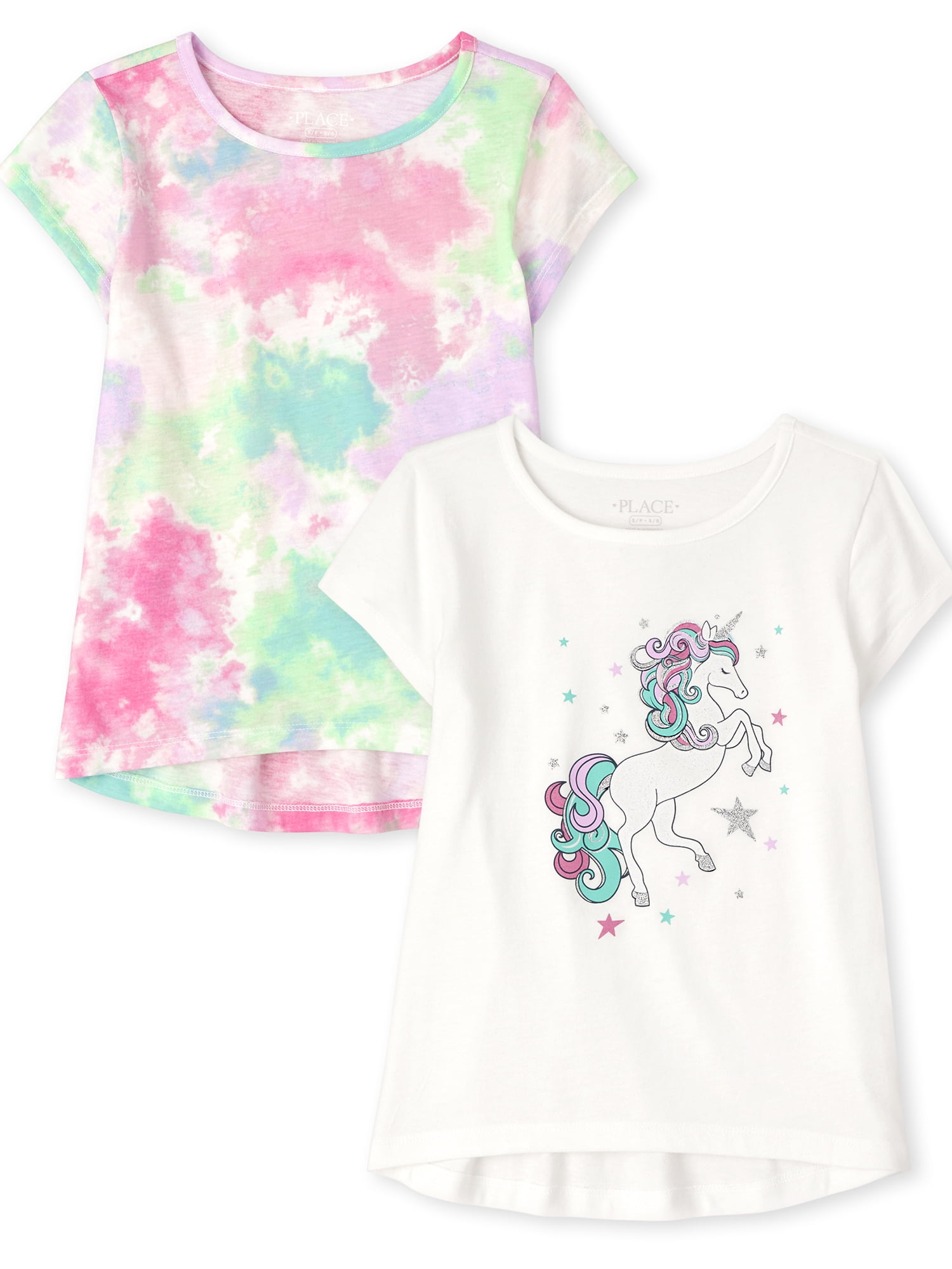 The Children's Place Girls' Short Sleeve Graphic T-Shirt 2-Pack 
