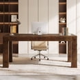 thumbnail image 4 of Finmind 63-inch Solid Wood Executive Desk, Farmhouse Wooden Home Office Computer Desk, Large Writing Study Table for Home Office, Dark Walnut, 4 of 9