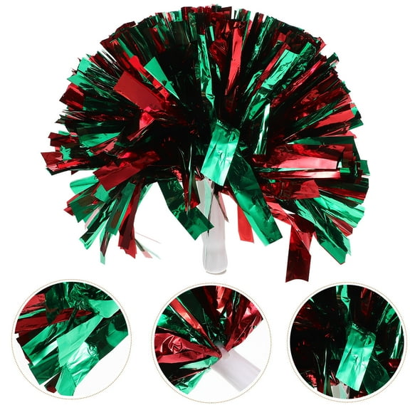 PAMINGONO 6Pcs Cheer Pom Poms Red and Green Mixed for Youth Cheerleaders Dance Performance