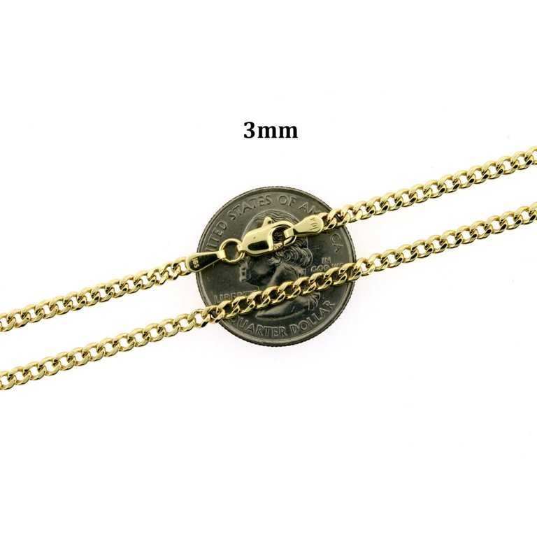JewelzKing Miami Cuban Link Chain Necklace, 10KT, Yellow