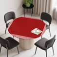 thumbnail image 2 of Red Geometric Round Fitted Tablecloth with Elastic Edge, Waterproof Table Cloth Table Cover for 55"-60" Tables, White Greek Key Design Abstract Modern Art Tablecloths for Dining Picnic Indoor Outdoor, 2 of 9