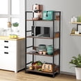 thumbnail image 6 of HOFFREE Ladder Shelf 4-Tier Bookshelf Storage Rack Bookcase with Steel Frame Industrial Book Shelves Storage Rack for Living Room Home Office Kitchen Bedroom, 6 of 9