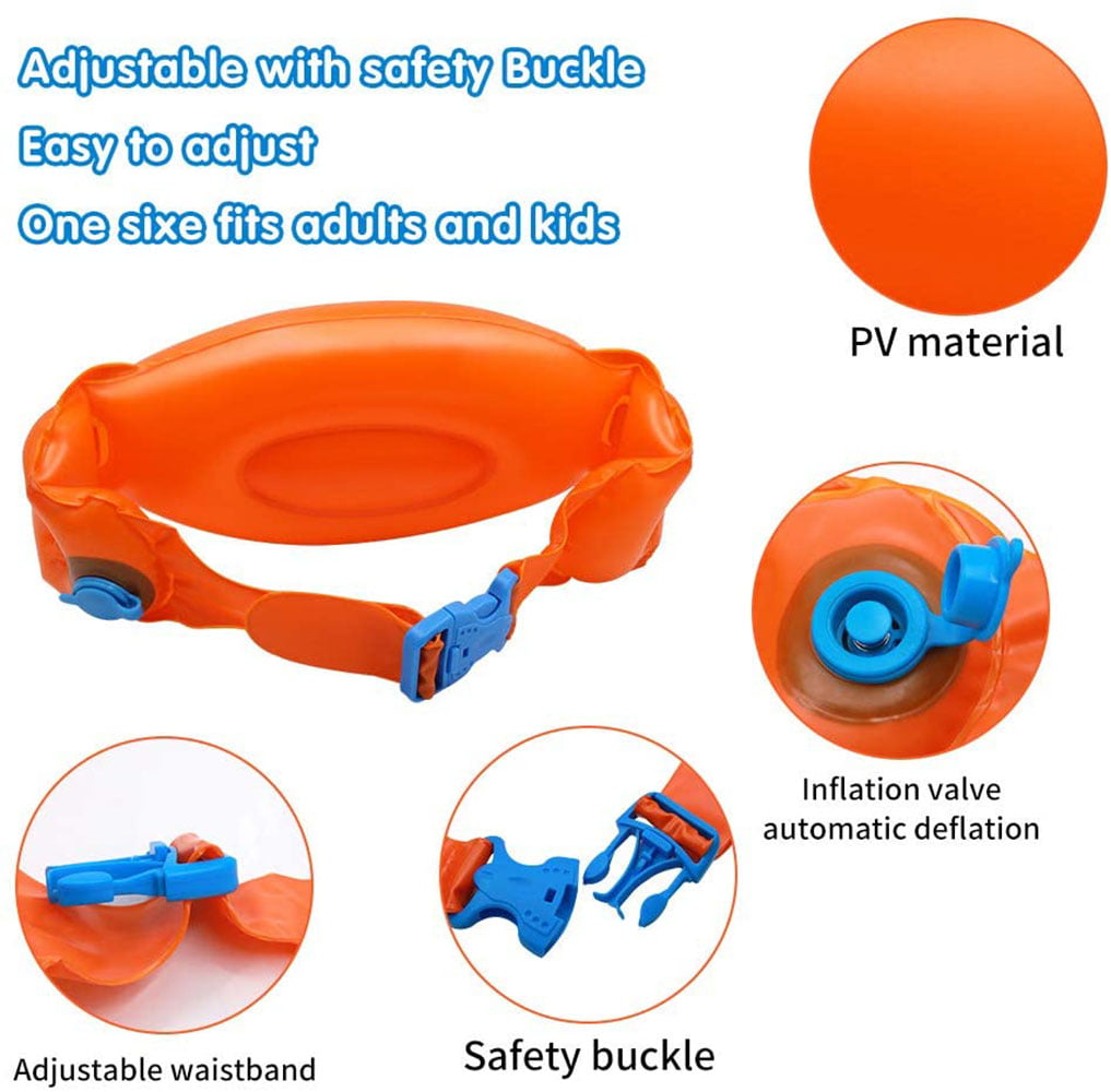 Swim Belt with Safety Buckle for Swimming Beginner Swimming Belt for Kids and Adults Portable Inflatable Swimming Training Aid