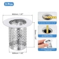 thumbnail image 2 of Uxcell 3 Pack Shower Drain Strainer, 2" x 2" Stainless Steel Deep Sink Hair Catcher, 2 of 7