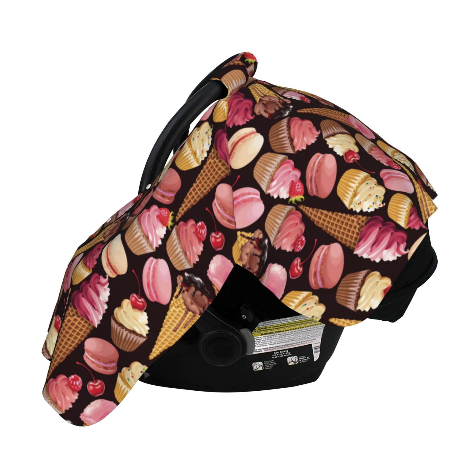 Naloa Ice Cream Cake Baby Car Seat Cover, Breathable Baby Carrier Cover, Multiuse Baby Carrier Cover & Nursing Breastfeeding Cover