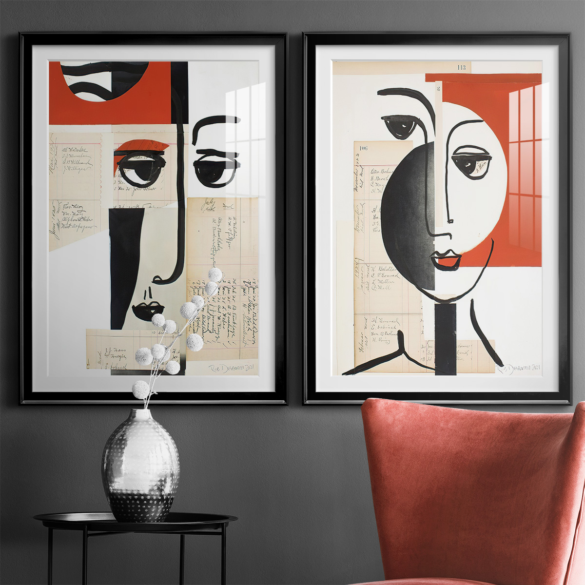 Wexford Home Faces of A Century III Premium Framed Print, 18.5" x 24.5" - Ready to Hang, Black (Set of 2)