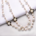 thumbnail image 5 of Aleasha Gold Multi Strand Faux Pearl Necklace for Women Vintage Flower Long White Pearl Necklace Party Costume Jewelry Gift, 5 of 5