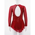 thumbnail image 4 of JanJean Kids Girls Sequin Long Sleeve Dance Ballet Dress Figure Ice Skating Gymnastic Leotard Dancewear Red 6, 4 of 7
