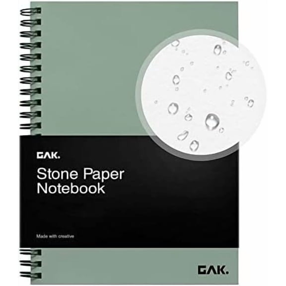Stone Paper Notebook | No Lines Spiral Notebook Waterproof Sheet Aesthetic Journal for Note Taking | Notebooks for Work & Aesthetic School Supplies | Large Size, Green (7.2”x10.1”, 50 sheets)$$Office