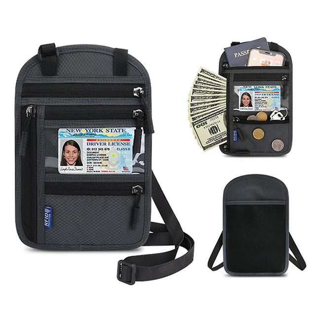 Cartera antirrobo multifunción Rfid, funda oculta para cuello de viaje, funda para pasaporte, tarjetero, tarjetero de identificación para hombres y mujeres, viaje