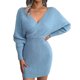 thumbnail image 3 of Vestido de suéter Nikou cruzado de manga larga con Cuello en V para mujer alto rendimiento, 3 of 6