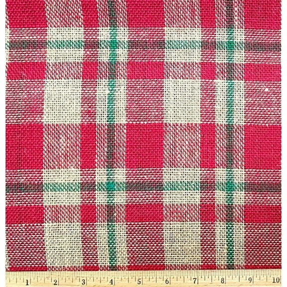 1/2 Yard - Green & Red Plaid Broadcloth 100% Jute Burlap Fabric (Great for Quilting, Sewing, Craft Projects, Throw Pillows & More) 1/2 Yard X 58" Wide