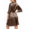 thumbnail image 4 of Avidlove Women's Satin Robe Ruffle Sleeve Short Belted Kimono Bathrobe Lingerie Bridesmaids Sleepwear, 4 of 8