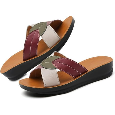 Women s Platform Sandals Slip on Summer Outdoor Slides Slippers Shoes Casual Fashion Platform Wedge Sandals for Ladies