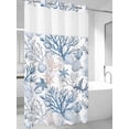 thumbnail image 4 of Coastal Coral No Hook Shower Curtain Waterproof,Bathroom Curtains with Snap in Liners and See Through Top Window,Vintage Ocean Blue Starfish Conch Nature Hotel Style Bathtub Curtains Shower 36"Wx72"L, 4 of 8