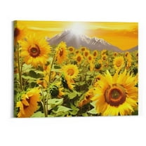 Shiartex Sunflower Flower Canvas Wall Art Print Home Room Decor Framed Murals (20x16 Inch)