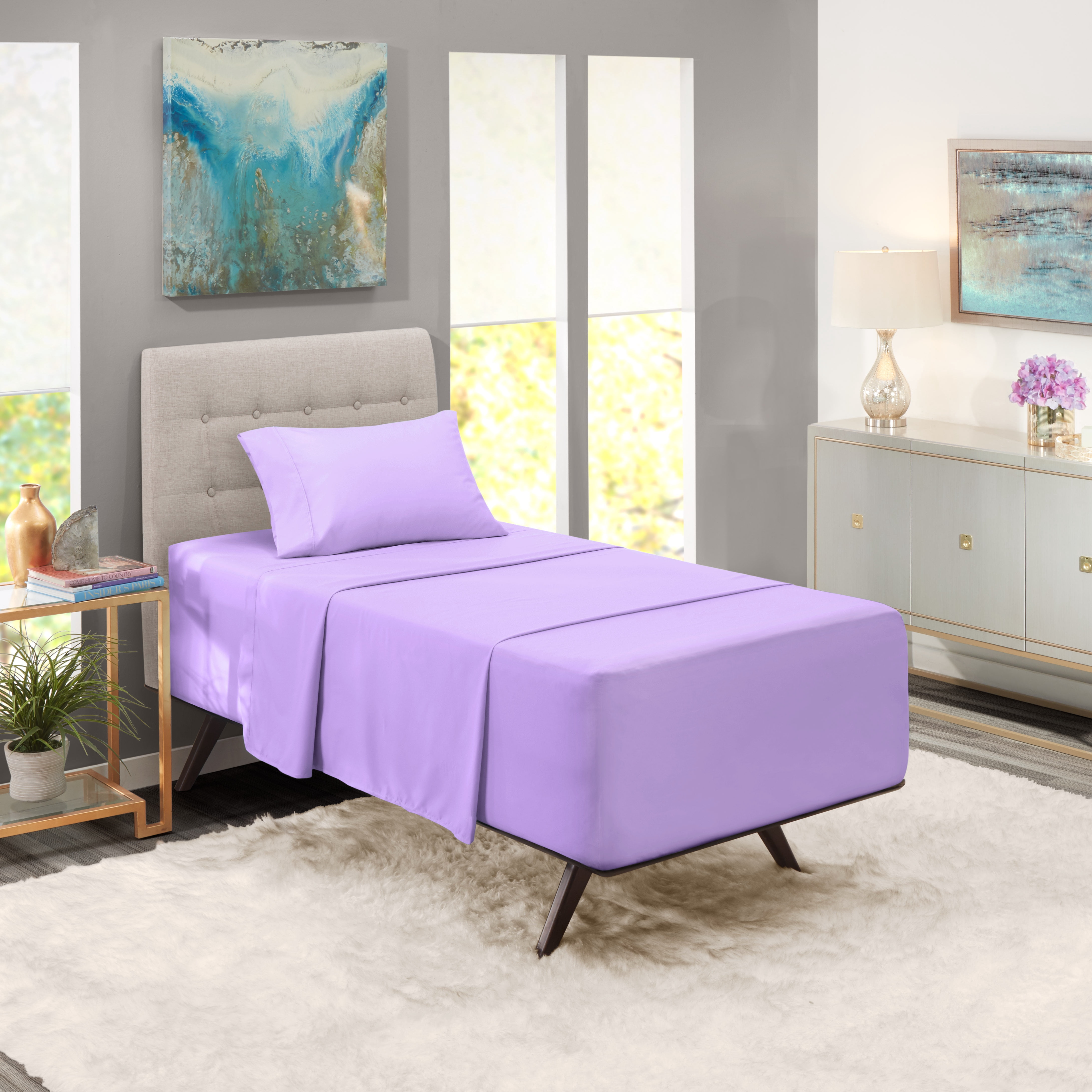 LammaLoe Extra Deep Pocket Sheets Twin Set, 3 Piece, Fits 18"-24" Mattress, Breathable & Extra Soft Bed Sheets, Lavender