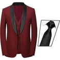 thumbnail image 2 of Men's Shawl Lapel Suit with Black Jacquard Tie Slim Fit Tuxedo Blazer Vest Pants for Wedding Dinner Prom, 2 of 5