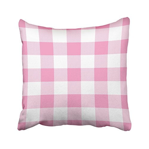 WinHome Decorative Pink and White Gingham Plaid Pillow Checkered