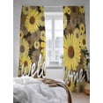 thumbnail image 3 of Sheer Curtains 96 Inches Long 2 Panels Set for Living Room, Spring Daisy Semi Sheer Curtains for Windows, Botanical Brown Yellow Flowers Oil Painting Voile Window Treatments Rod Pocket Curtain, 3 of 7