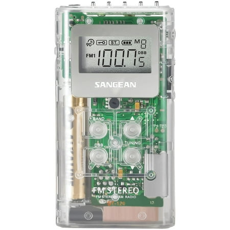 Sangean DT-120 CLEAR Pocket AM/FM Digital Radios (Clear)