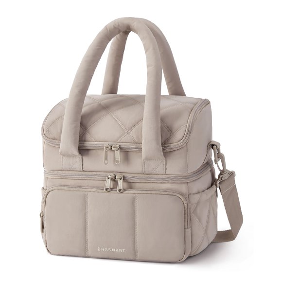 Bolsa Térmica para Almuerzo BAGSMART Mujer Doble Piso Aislada Camel