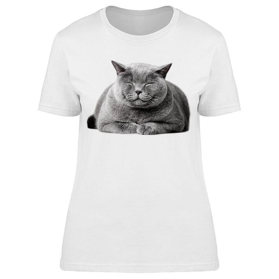 Smiling Cat Laid Down T-Shirt Women -Image by Shutterstock, Female Small