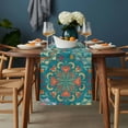 thumbnail image 2 of Green Boho Table Runner - 120 Inch Long, Kitchen Dining Table Runner Dresser Scarves, Shabby Vintage Ethnic Abstract Floral Art Farmhouse Decor for Coffee Tables Wedding Party Banquet, 2 of 8