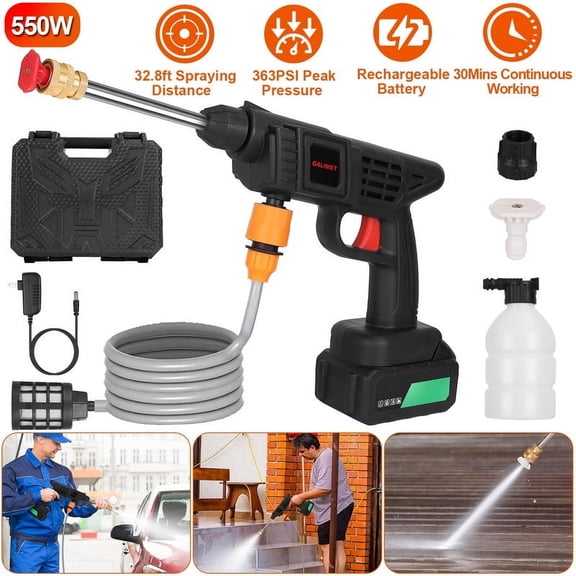 Cordless Pressure Washer,363PSI Portable Pressure Washer with 2 Rechargeable 20000mAH Battery Power Washer,for Car/Fence/Garden/Floor/Yards