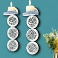 thumbnail image 6 of Set of 2 Crystal Crush Diamond Candle Sconces, Gorgeous Silver Mirrored Wall Sconce, Round Candle Holder Glass Wall Decorations for Home Décor, Living Room, Dining Room., 6 of 7