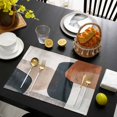 thumbnail image 3 of Boho Middle Century Placemats Set of 6, Abstract Modern Color Block Geometric Washable Wipeable Table Mats for Dining Tables, Indoor Outdoor Kitchen Place Mats for Holiday Party Table Decor, 3 of 9
