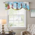 thumbnail image 6 of Oil Painting Texture Tie Up Valances Curtain, Adjustable Kitchen Watercolor Ocean Lighthouse Valances for Windows Decor, Rod Pocket Short Curtains Set for Bedroom/Bathroom, 54"x18", 6 of 9