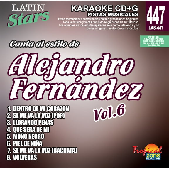 Karaoke Latin Stars 447 Alejandro Fernandez Vol. 6